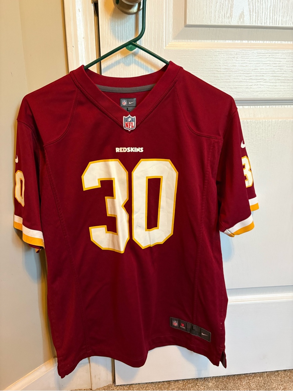 Nike Burgundy & White #30 Football Jersey